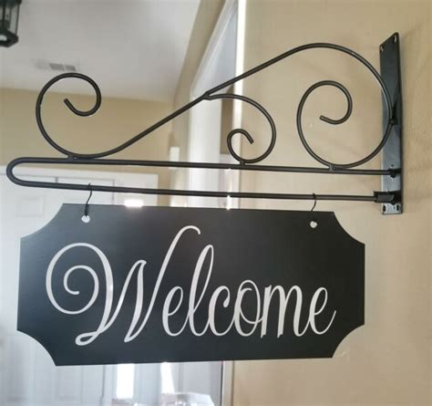 personalized hanging metal signs with bracket decorative|outdoor wall mountable sign brackets.